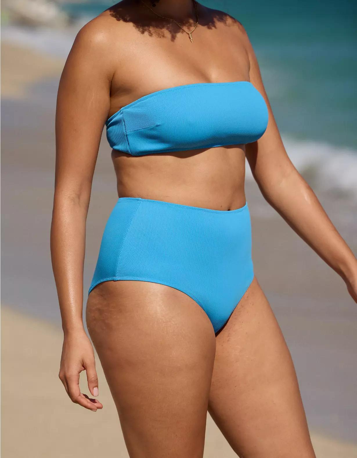 Aerie Ribbed High Waisted Full Coverage Bikini Bottom Product Image