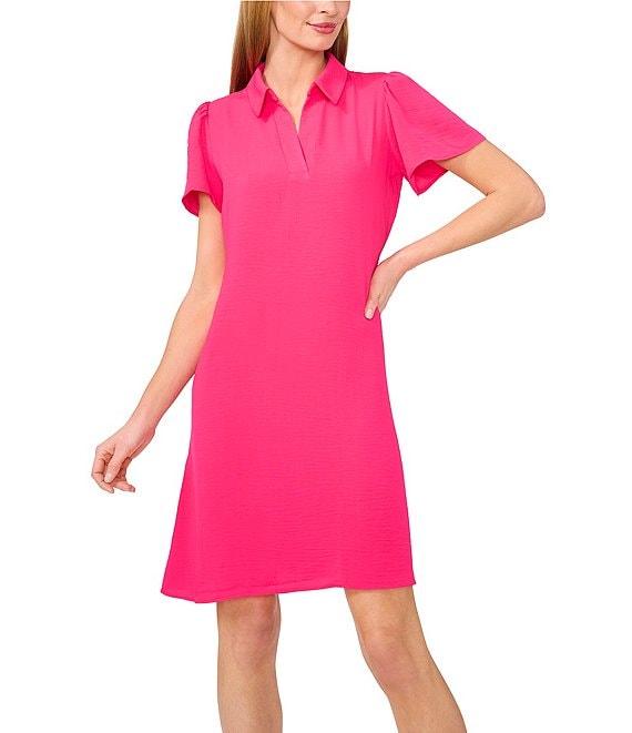 CeCe Collared V-Neck Short Sleeve Shift Dress Product Image