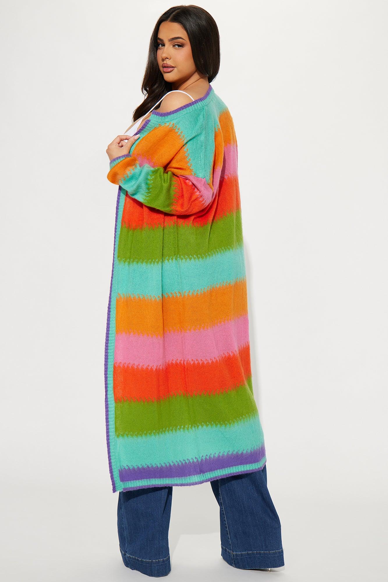 Poppy Striped Long Cardigan - Multi Color Product Image
