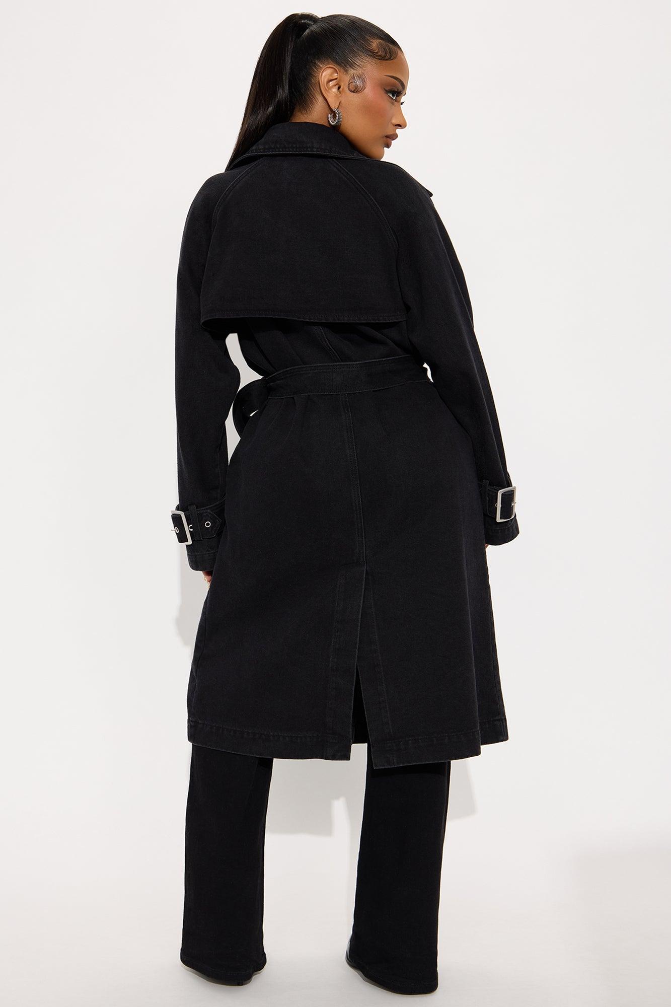 Denise Belted Denim Trench Coat - Black Female Product Image