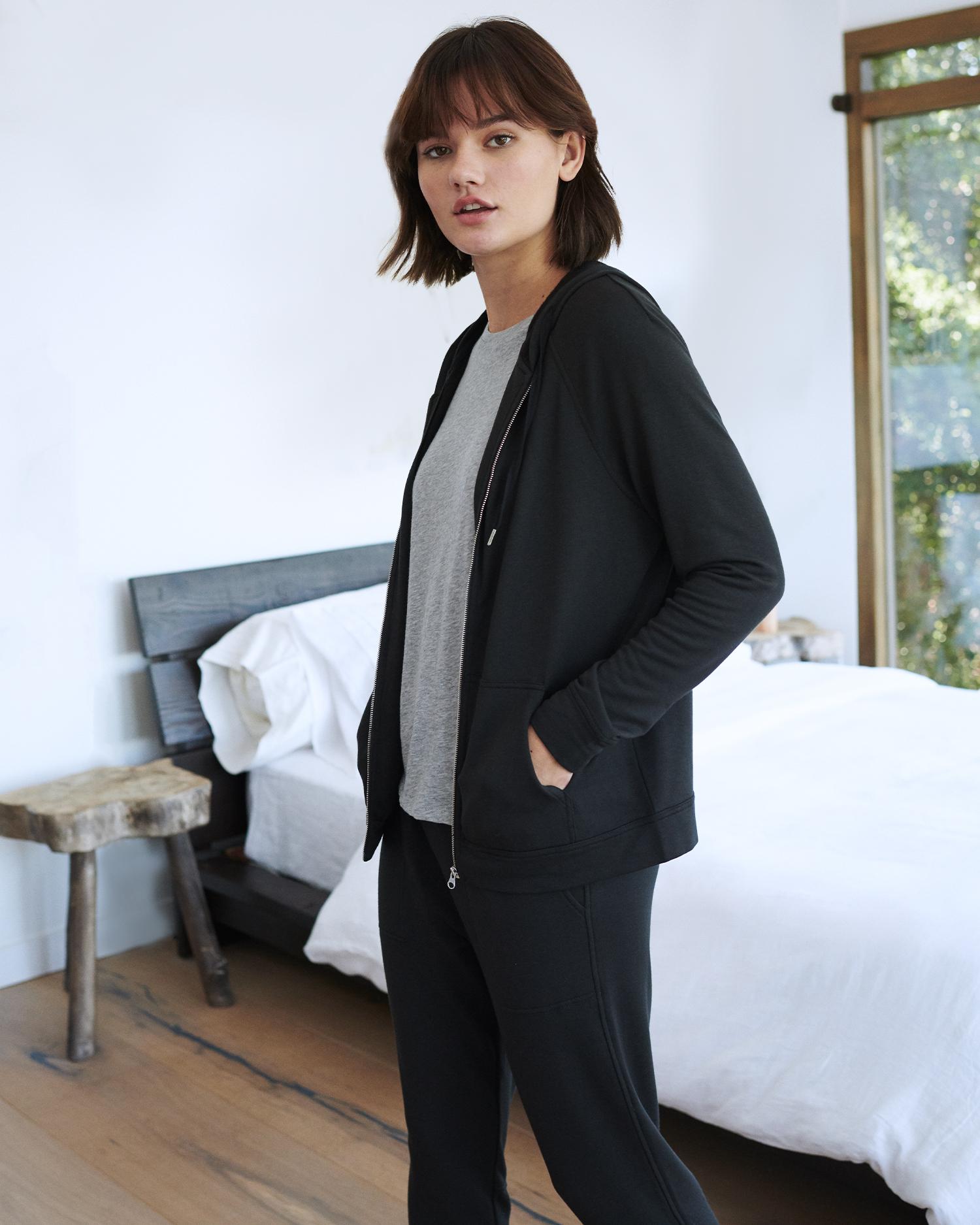 Quince | Women's SuperSoft Fleece Zip Up Hoodie Jacket Size XS, Lenzing Modal Product Image