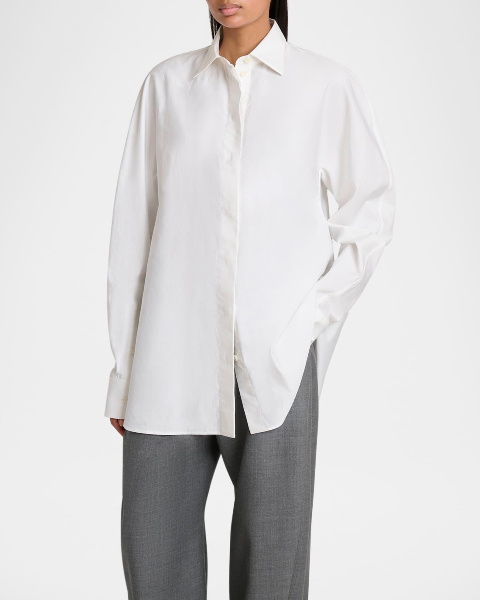 Curved Sleeve Button-Down Cocoon Shirt Product Image