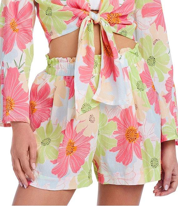 Sanctuary Charming Floral Ruffle Elastic Waist Swim Cover-Up Shorts Product Image