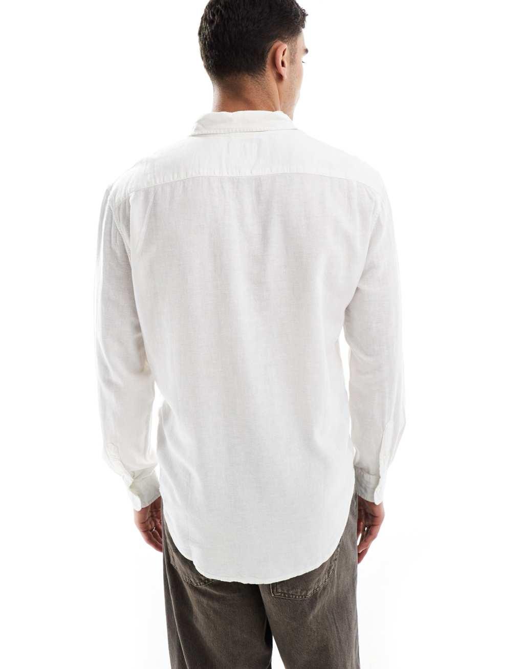 Levi's sunset 1 pocket linen cotton mix shirt regular fit in white Product Image