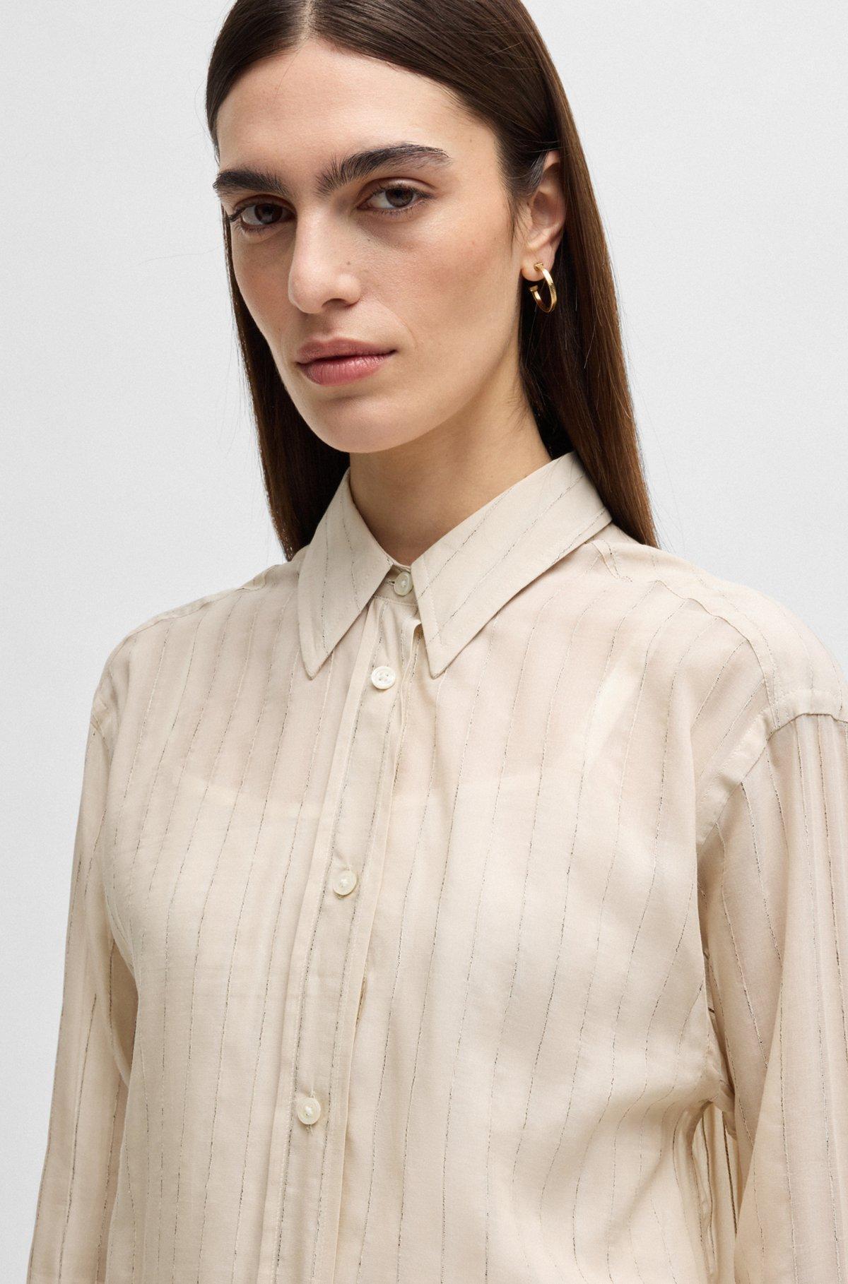 Regular-fit blouse in striped cotton Product Image
