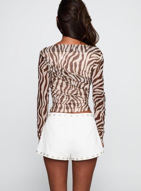 Isolda Long Sleeve Top Brown Zebra Product Image