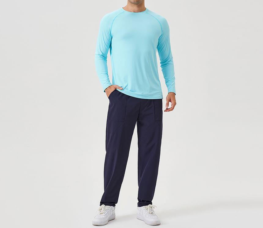 Long-Sleeve Round Neck Plain Sport T-Shirt Product Image