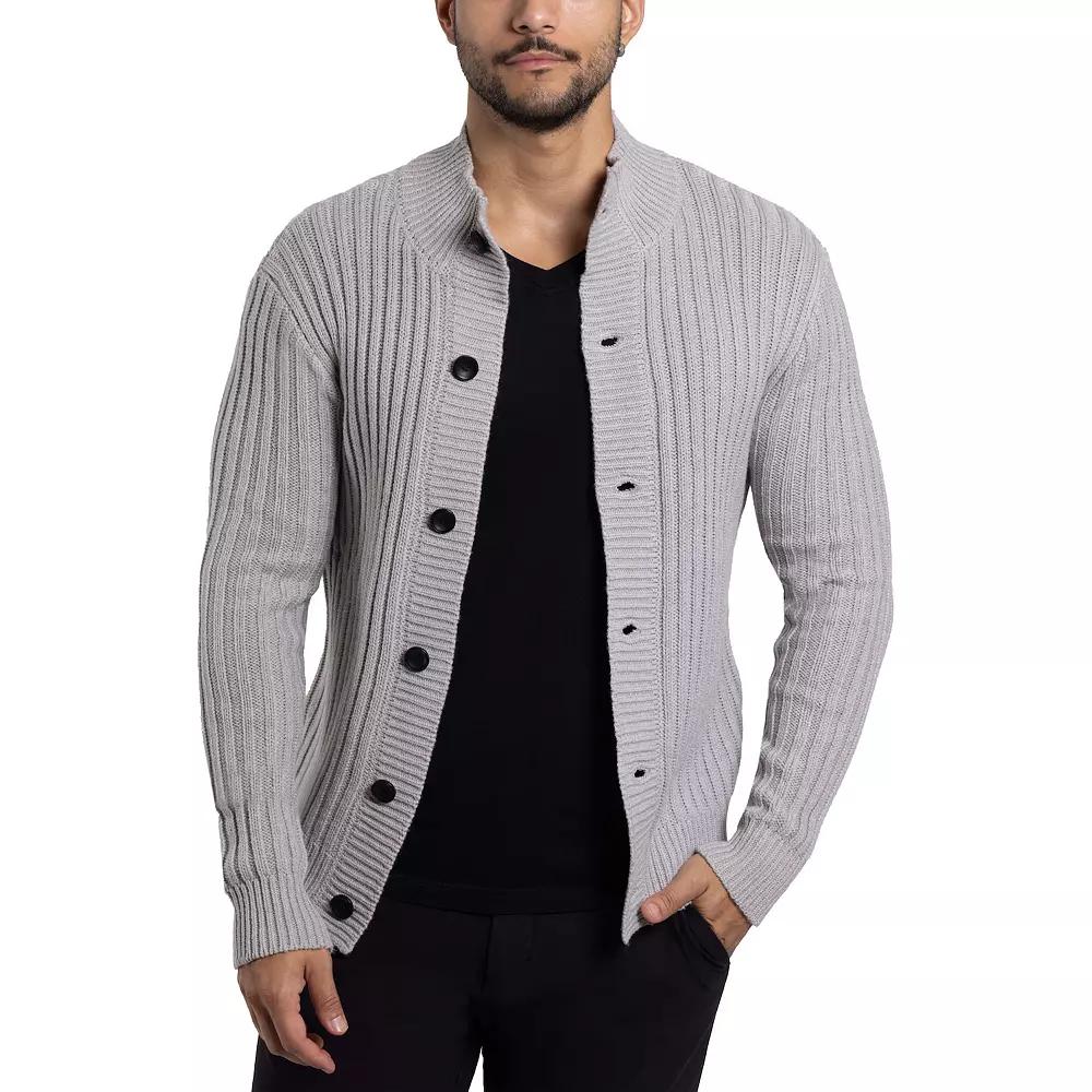 Men's Xray Stand-Collar Cardigan Sweater, Size: 3XL, Silver Grey Product Image