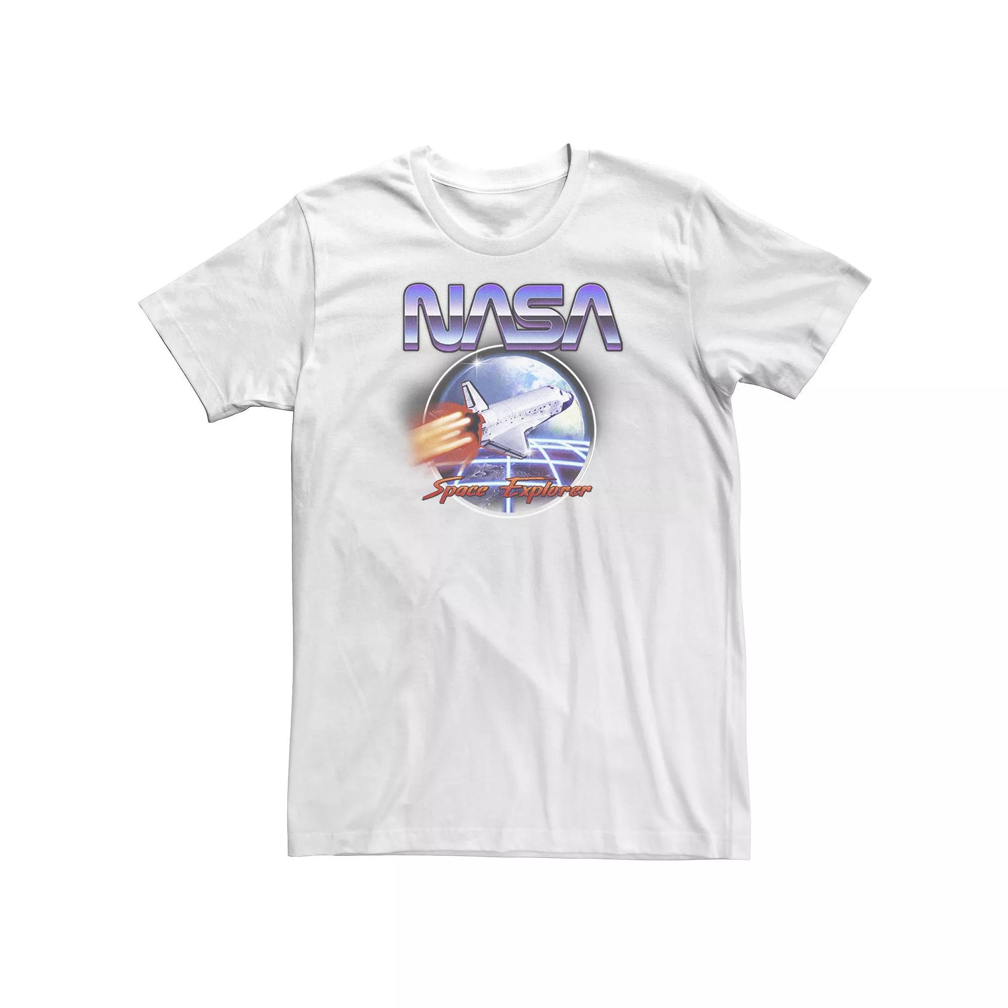 Big & Tall NASA Space Explorer 80's Neon Chrome Retro Vintage Tee, Men's,  Product Image