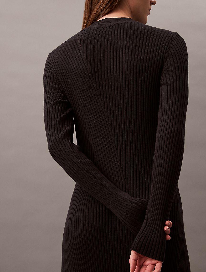 Smooth Cotton Rib Mock Neck Sweater Dress Product Image