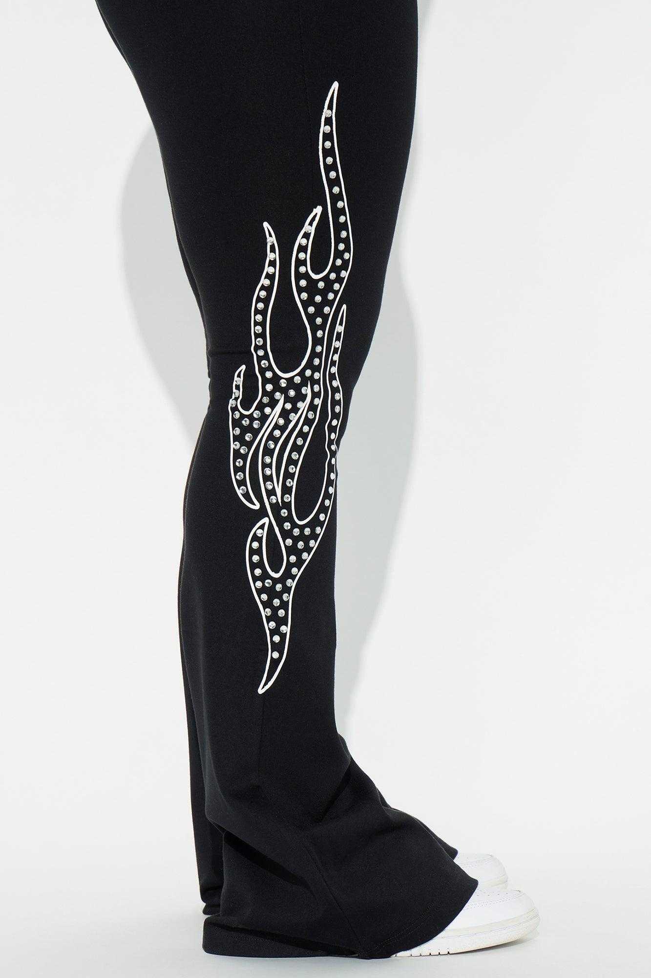 Von Dutch Fire Racer Rhinestone Flared Pant - Black Product Image