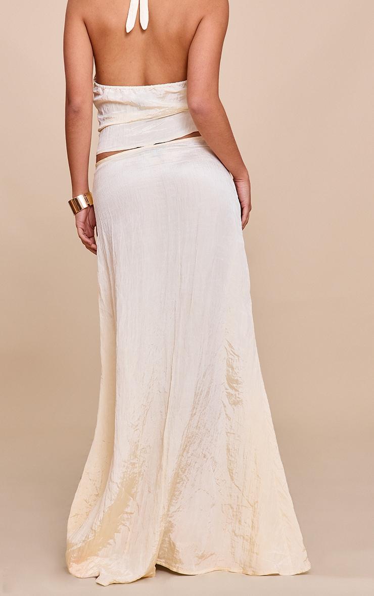  Butter Yellow Textured Woven Floaty Maxi Skirt Product Image