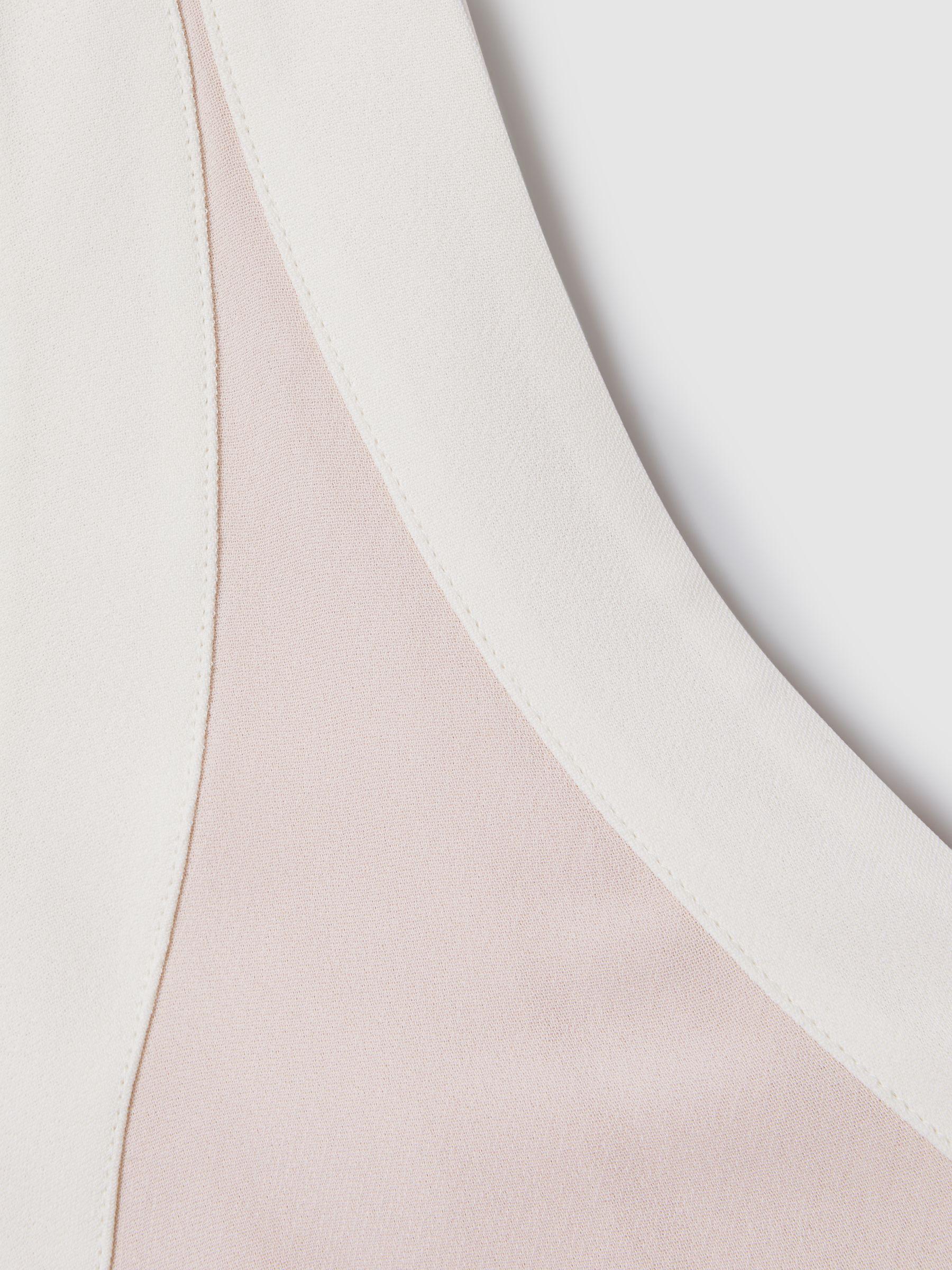 Contrast Trim Co-Ord Crop Top in Nude/Ivory Product Image