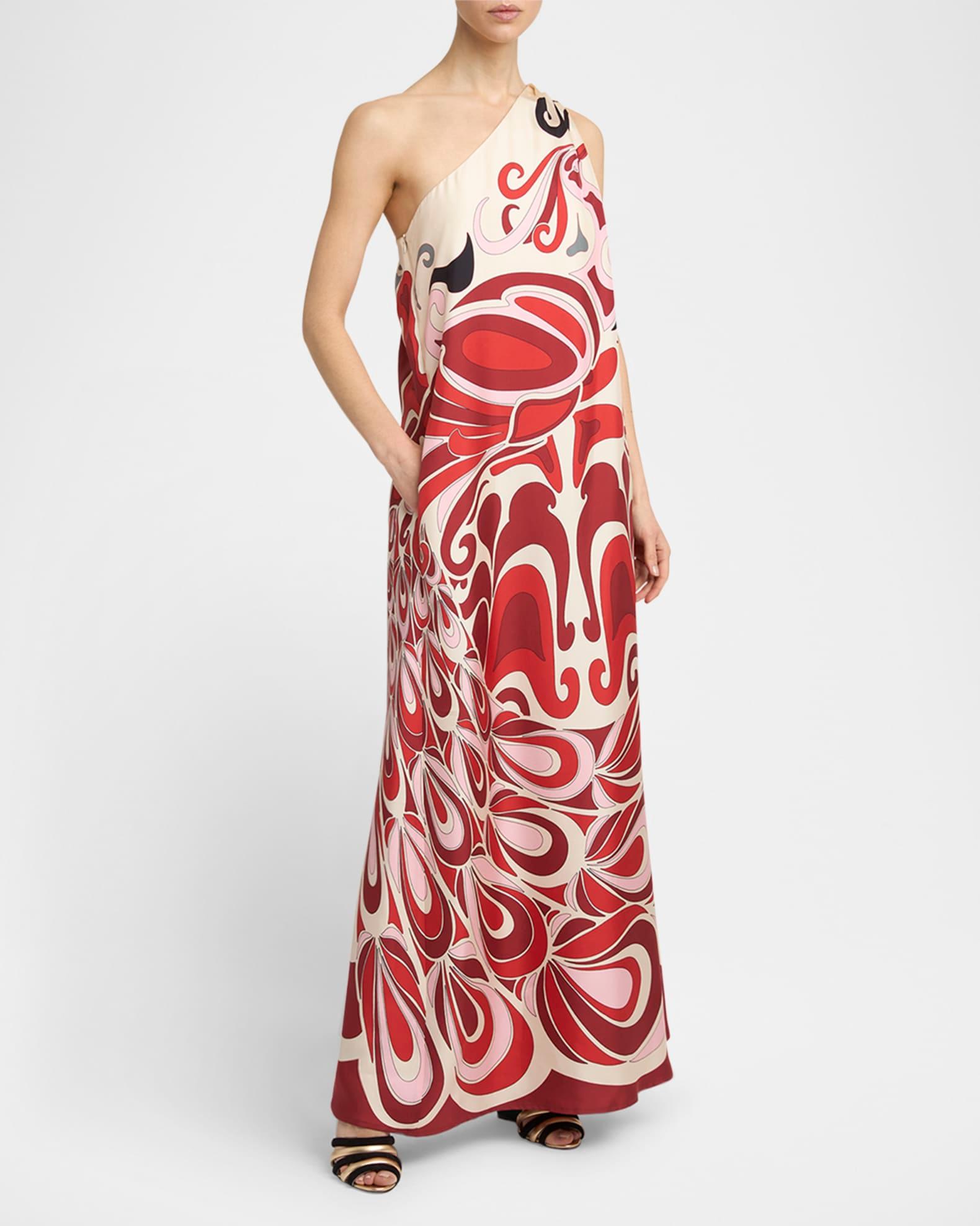 Roy Printed Silk One-Shoulder Maxi Dress Product Image