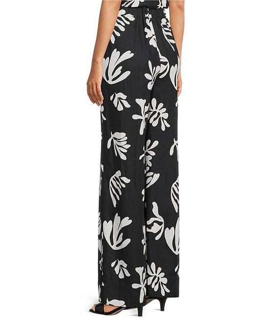 Marella Coordinating Linen Blend Elastic Back Wide Leg Trouser Pants Product Image