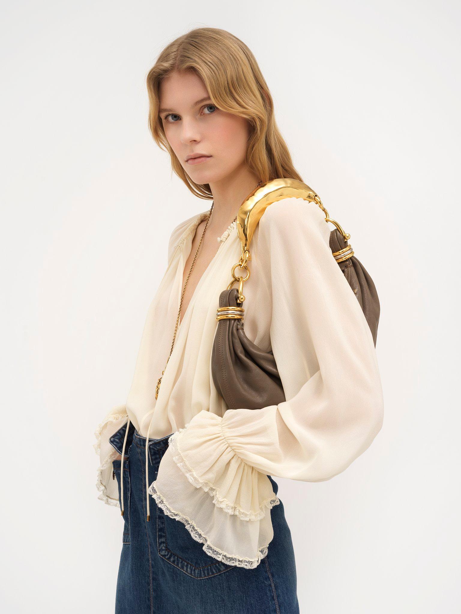 Small Bracelet hobo Bag in grained leather Product Image