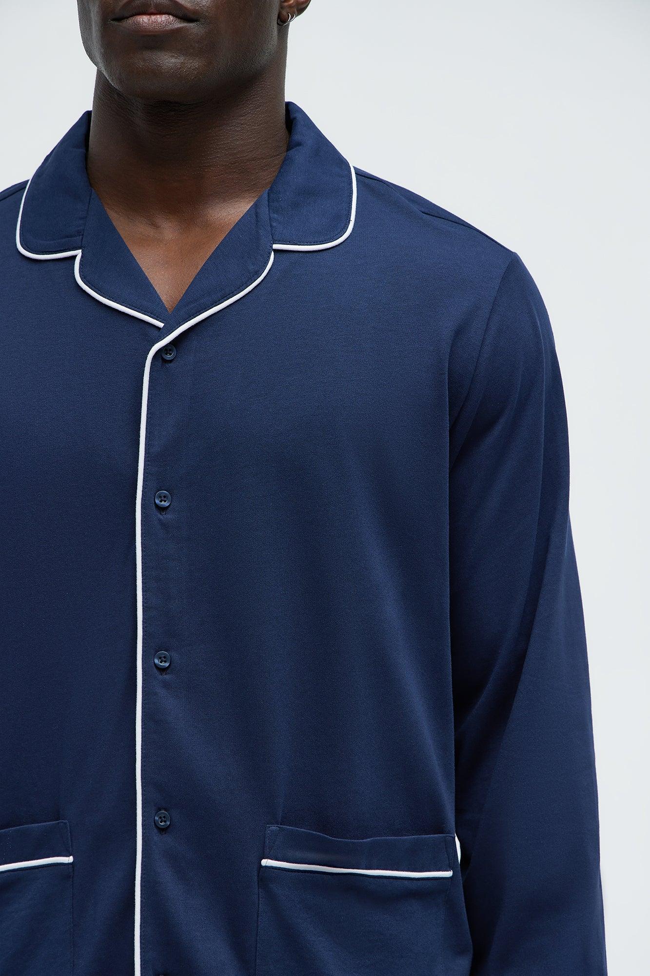 Modern Relaxed Pajama Long Sleeve - Navy Product Image