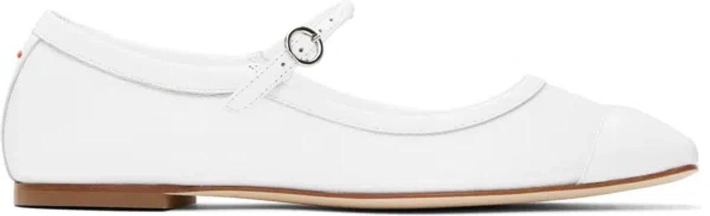 AEYDE Round Toe Ballerina Shoes With Contrast Piping In White Product Image