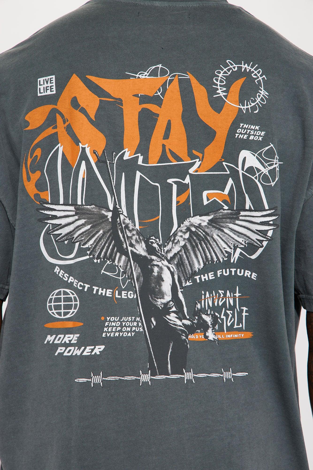 Stay United Oversized Short Sleeve Tee - Grey Product Image