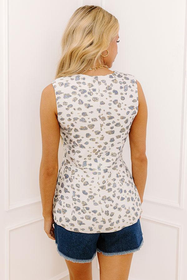 Chateau Daydream Jacquard Vest Top in Blue Product Image