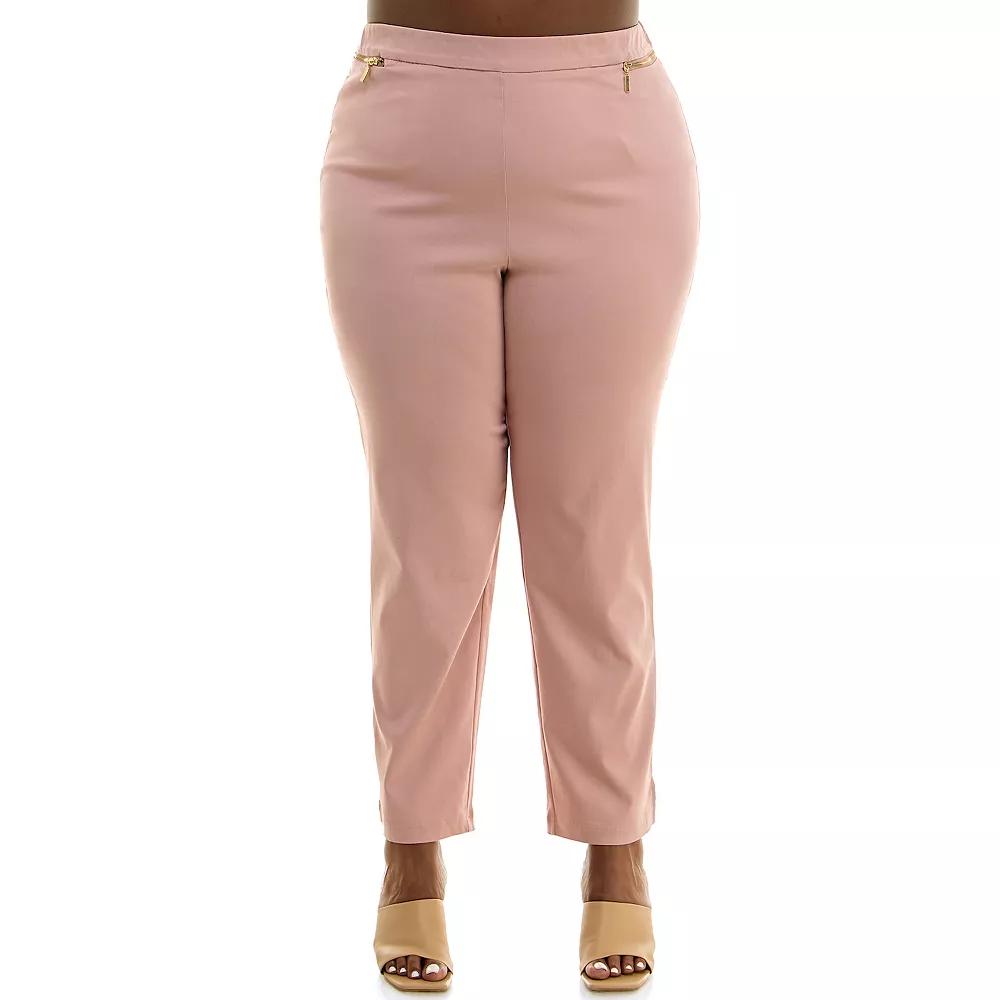 Plus Size Nina Leonard Ankle Length Millennium Pants, Women's, Size: 1XL, Red Product Image