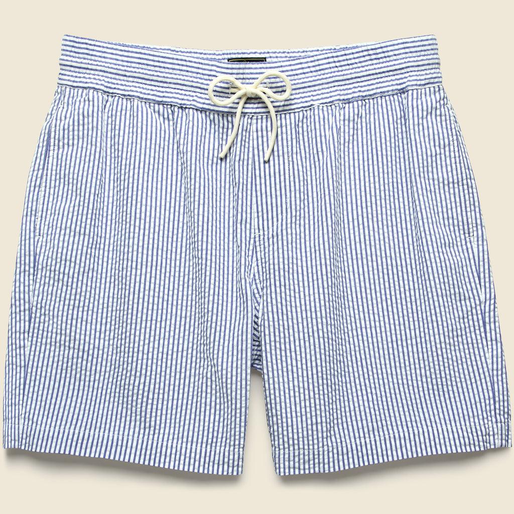 6" Seersucker Shorts - Blue Stripe Product Image