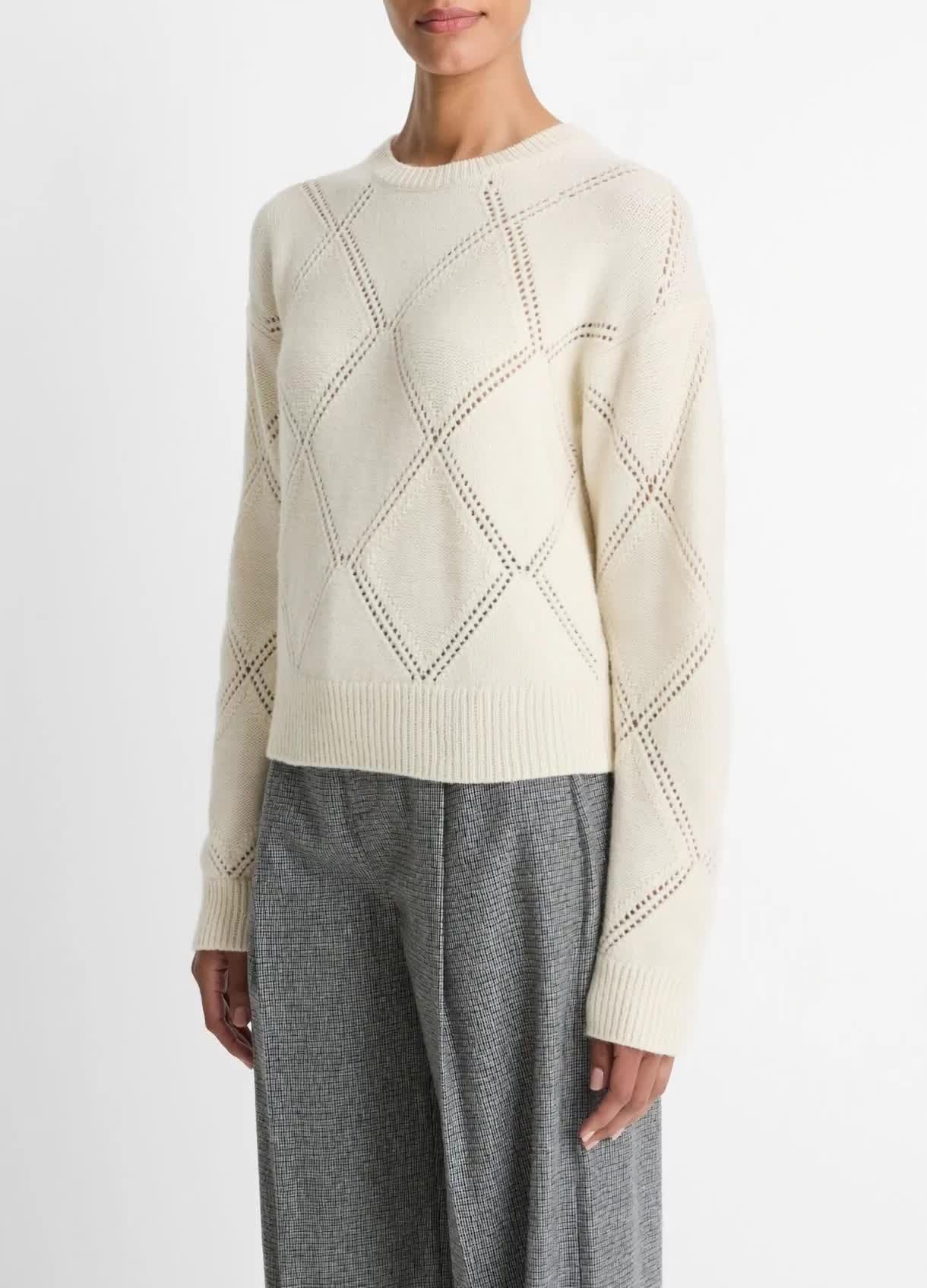 Textured Argyle Italian Wool Sweater Product Image