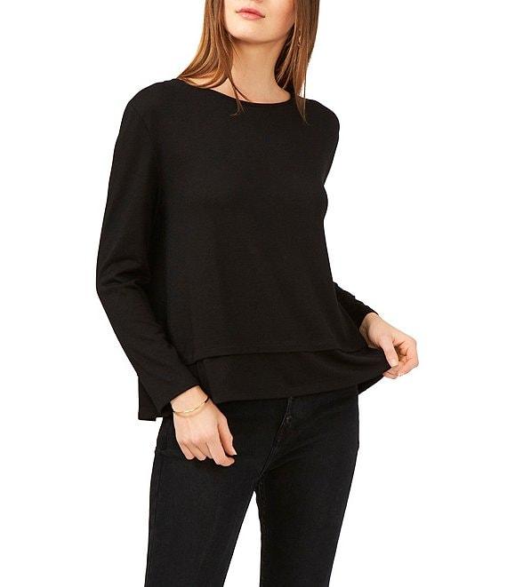 1. STATE Crew Neck Open Tie Back Long Sleeve Blouse Product Image