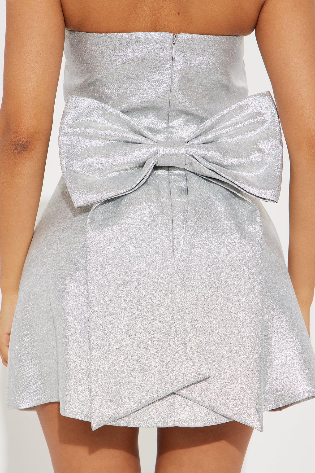 Moonlit Dreams Shimmer Micro Mini Dress - Silver Product Image