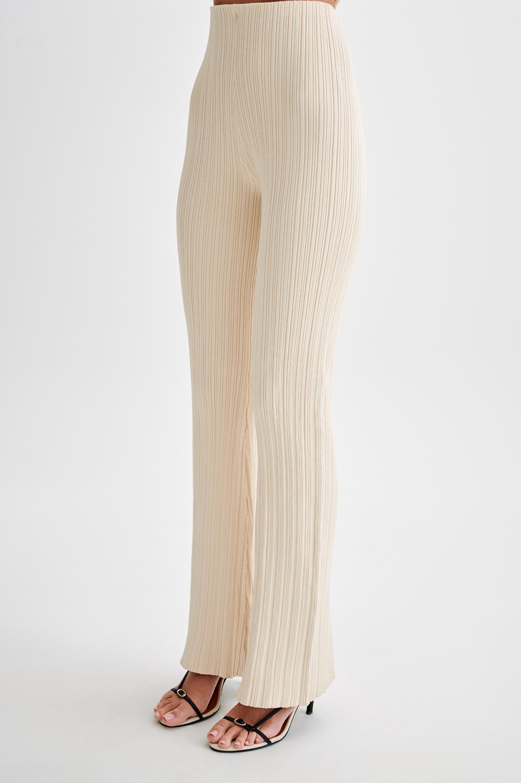 Chiara Straight Leg Rib Knit Pant - Cream Product Image