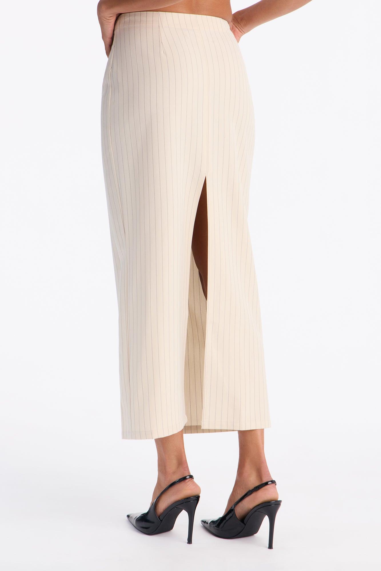 Dangerously Cute Pinstripe Halter Top - Cream/combo Female Product Image