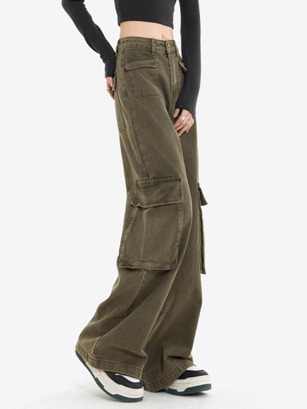 Vintage 90s Green Cargo Jeans Product Image