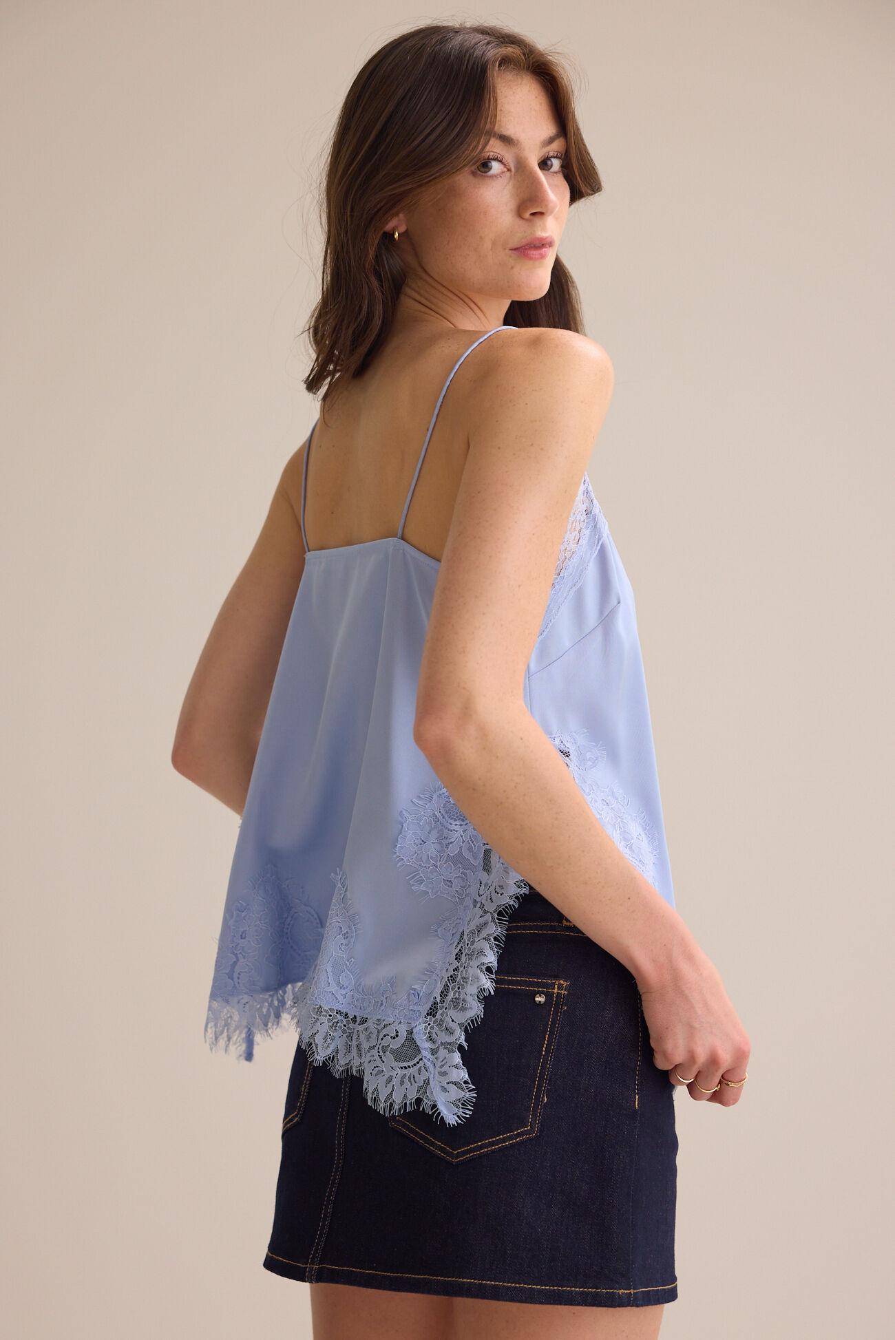 Grace Satin Lace Trim Tank Product Image
