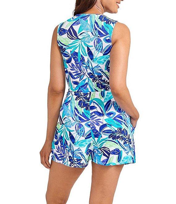 Tommy Bahama Island Cays Marina Surplice Neck Tie Wrap Romper Swim Cover-Up Product Image