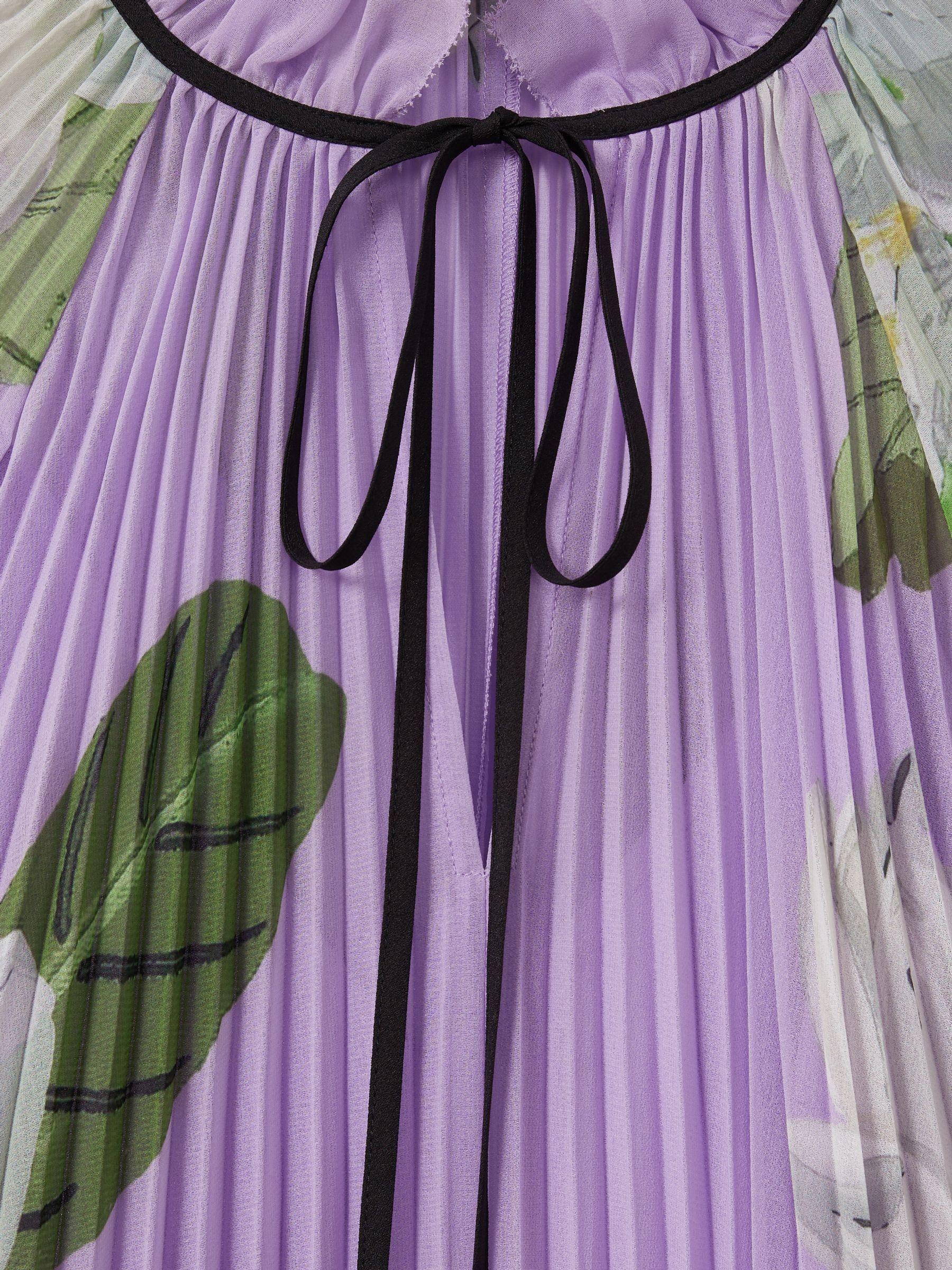 Florere Pleated Tie Neck Maxi Dress in Lilac Product Image