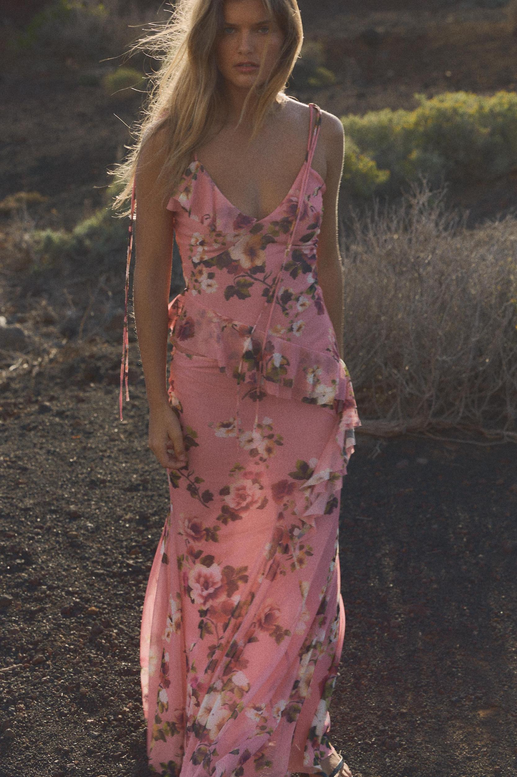 PRINTED TULLE MAXI SKIRT Product Image