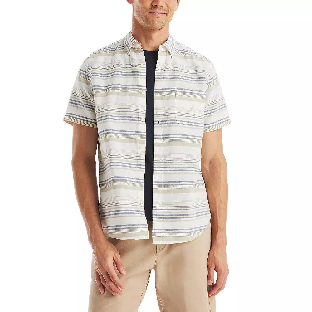 Men's Nautica Printed Short-Sleeve Camp Shirt, Size: XL, Sail White Product Image
