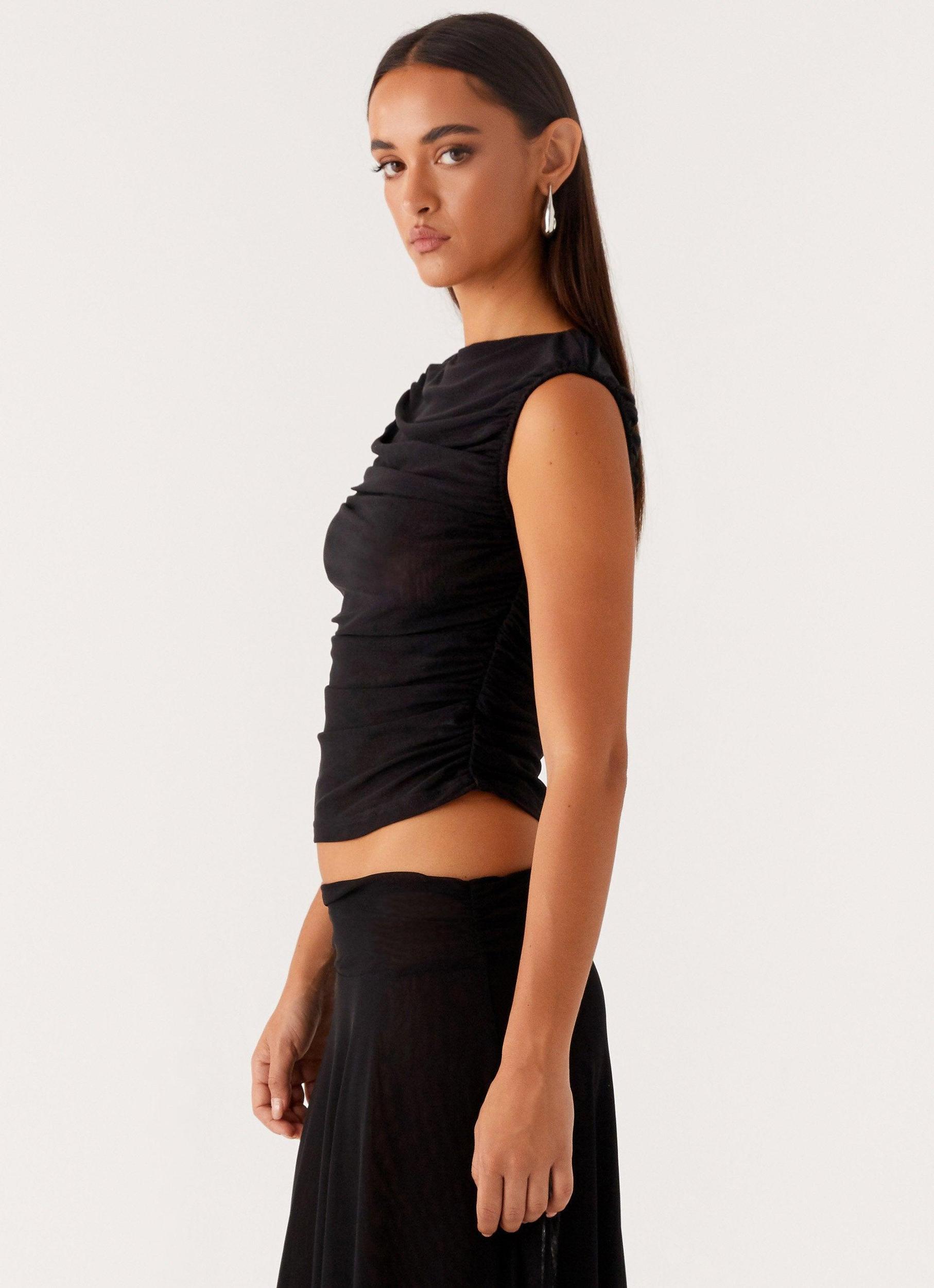 In The Atmosphere Mesh Top - Black Product Image