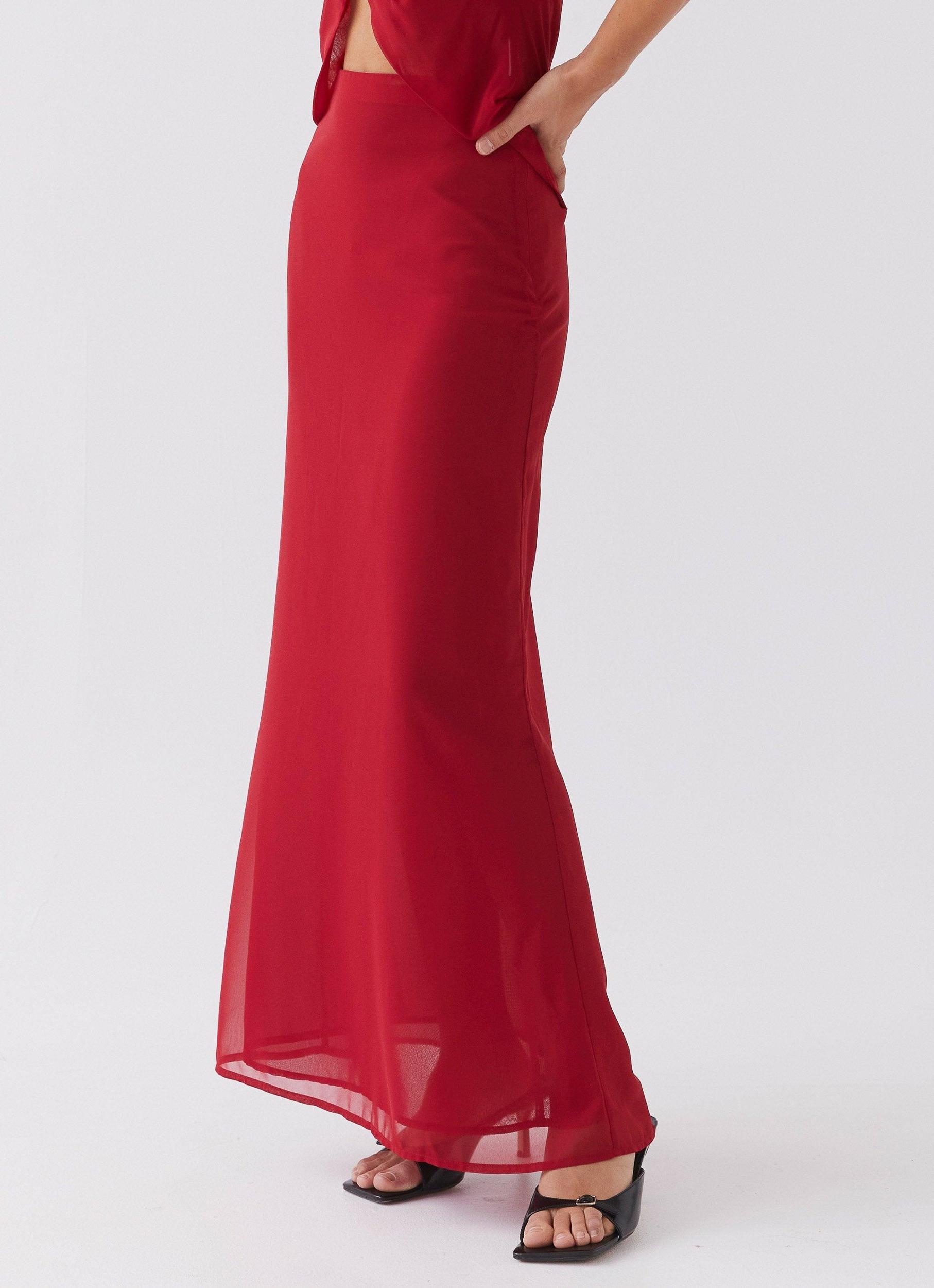 Nightfall Maxi Skirt - Rouge Red Product Image