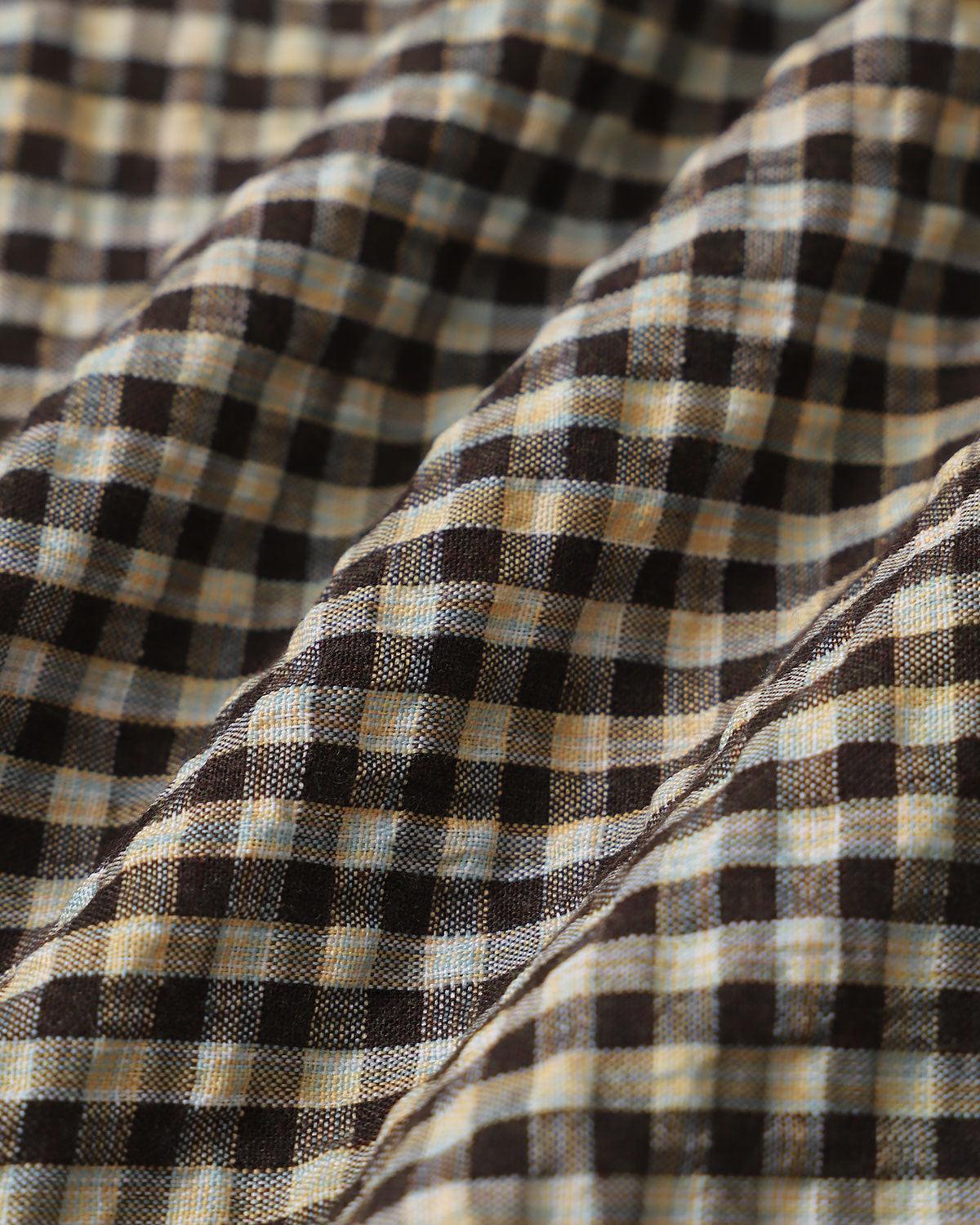 Brown Plaid Shirred Slip Midi Dress Product Image