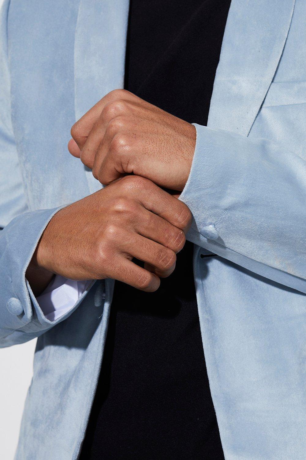 Tall Skinny Velour Blazer | boohooMAN USA Product Image