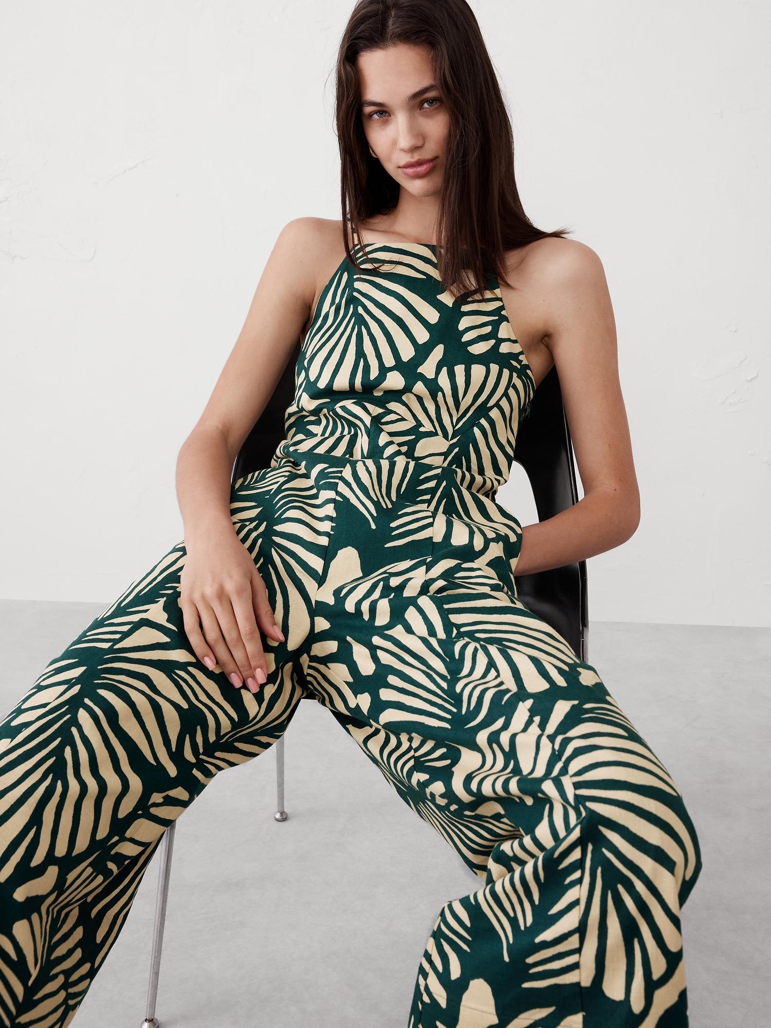 Linen-Blend Strappy Tailored Jumpsuit Product Image