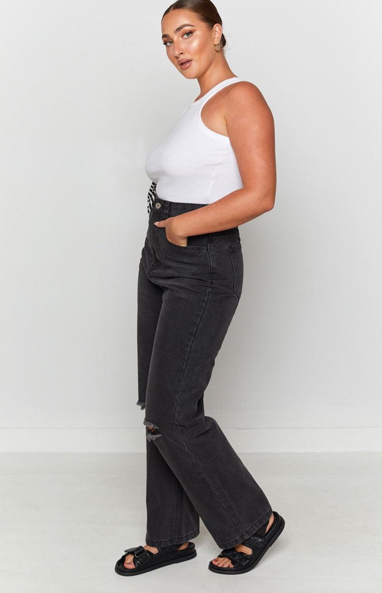 Robin Wide Leg Jeans Black Wash Product Image
