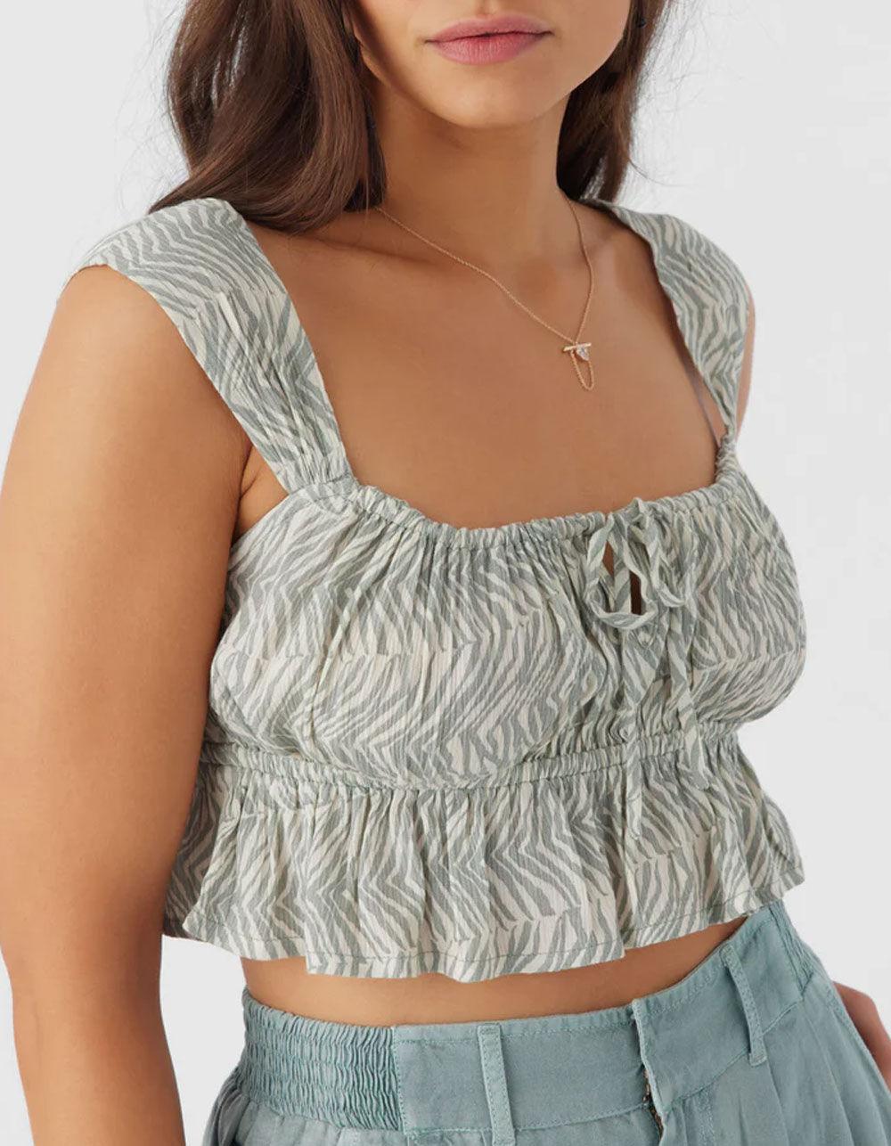 O'NEILL Gabbie Zebra Texture Womens Crop Top - WHITE COMBO Product Image