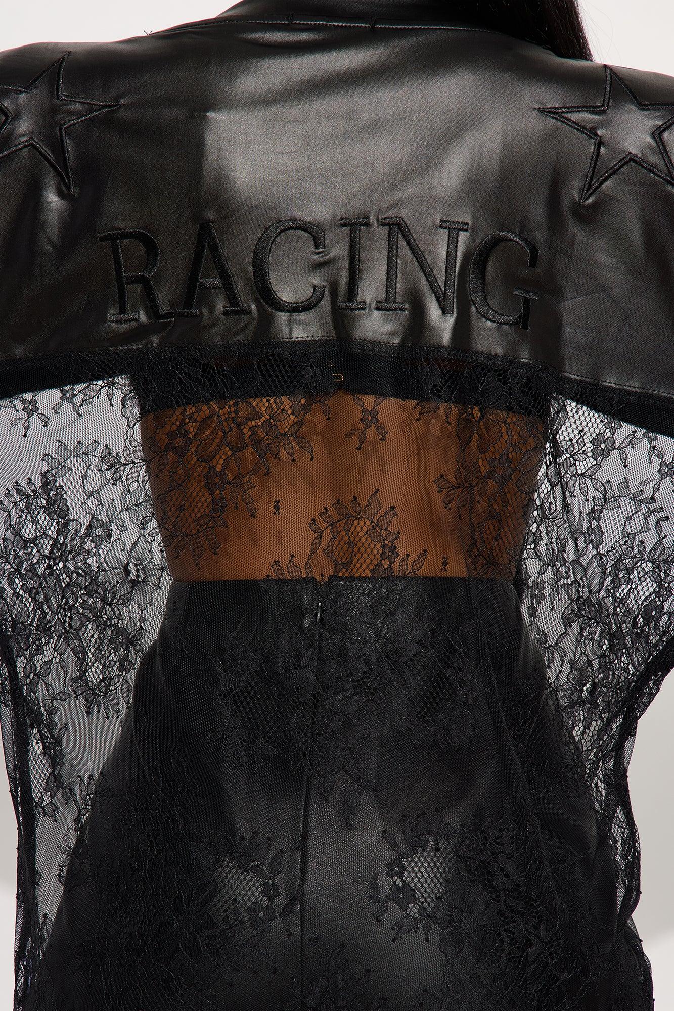 Best Of The Best Rhinestone Lace Jersey Top - Black Female Product Image