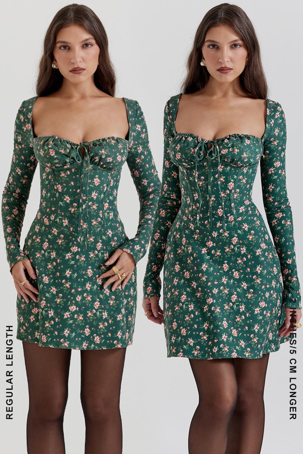 Malika  green floral corset mini dress Product Image