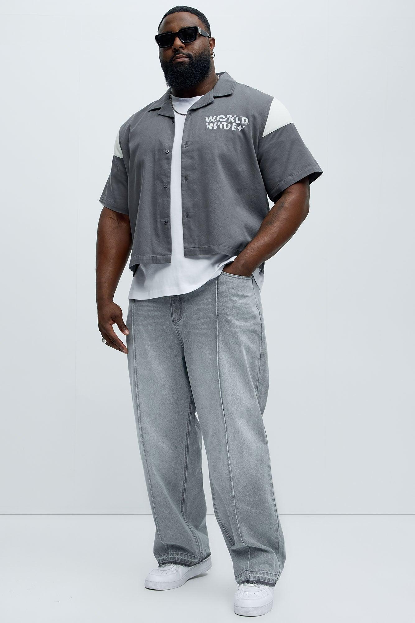 Freedom Graphic Cropped Shirt - Grey Product Image