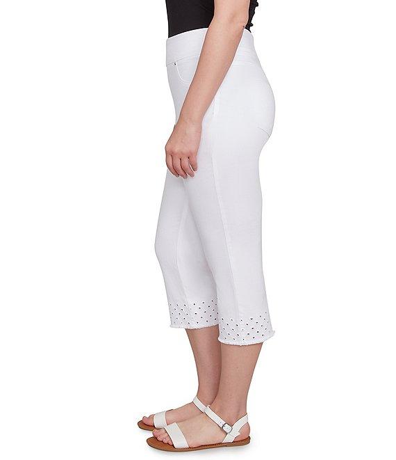 Ruby Rd. Petite Size Eyelet Fringe Hem Pull-On Capri Pants Product Image