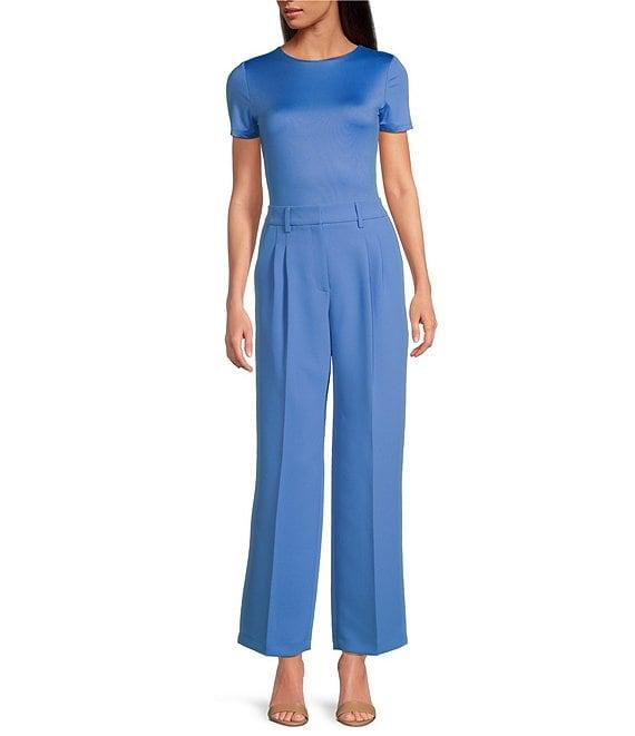 Gianni Bini Hartley Crepe Pleated Straight Wide Leg Coordinating Pants Product Image