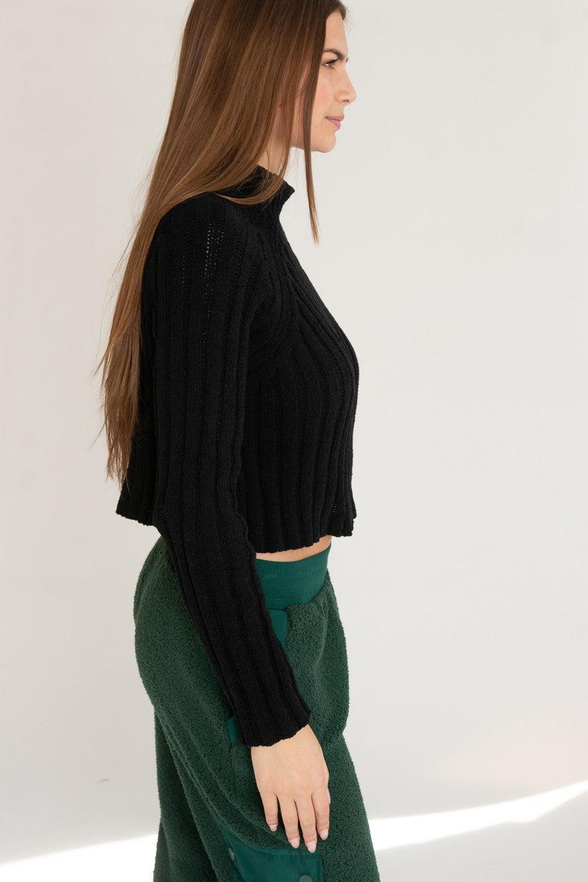 Black Funnel Neck Sweater Product Image